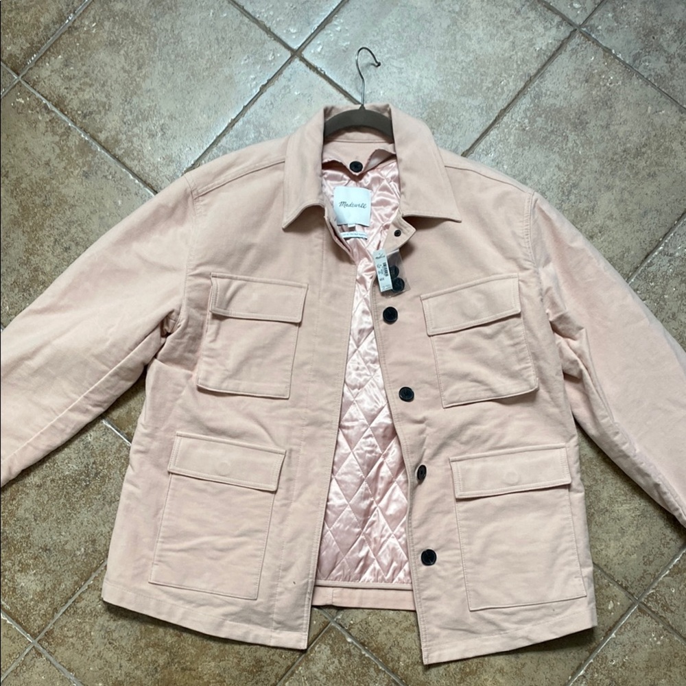 NWT Madewell Pink Quilted Field Jacket with Removable Liner